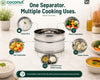 Coconut Stainless Steel Cooker Separator Combo Set for Prestige Popular 5 Litre Outer Lid Pressure Cooker | 2-Tier Steamer Containers | Food Grade, Rust Proof, Dishwasher Safe | Steam Rice, Vegetables, & Snacks.