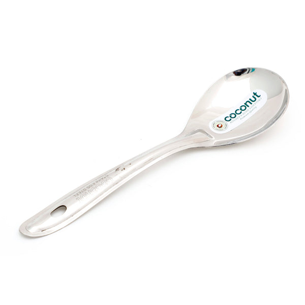 Coconut Stainless Steel Oval Ladle - Oval Deep Spoon with Long Handle, Cooking Spoon, Karchi, Chamcha, Soup Ladle, Heavy Gauge, Strong, Sturdy, Model - L2 Oval Plus