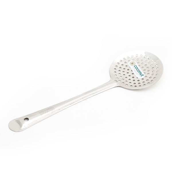 Coconut Stainless Steel Zara Basting - Round Deep Zara with Long Handle, Frying Spoon, Slotted Spoon, Karchi, Chamcha, Heavy Gauge, Strong, Sturdy, Model - L5 Zara Basting