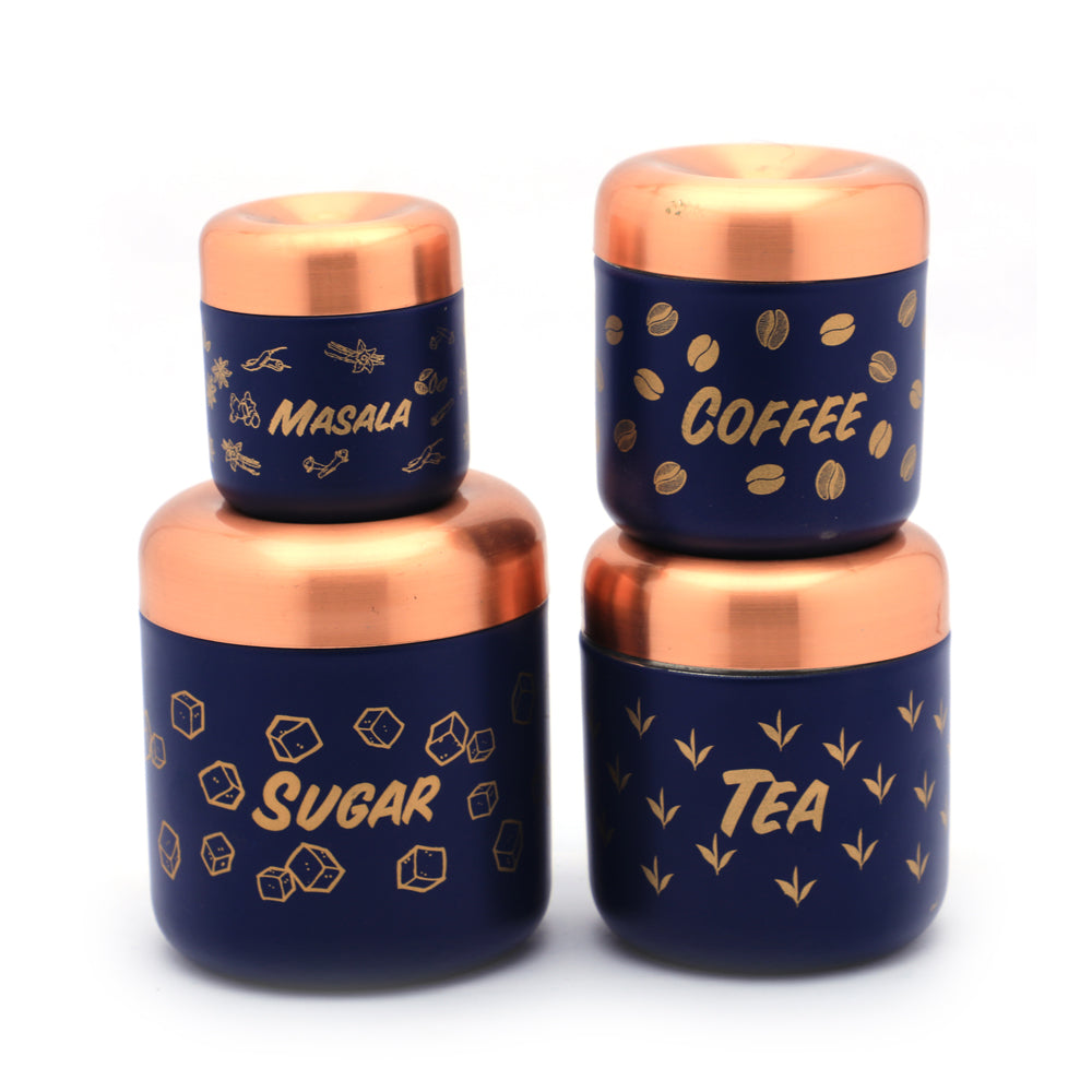 Coconut Stainless Steel Unique Design Multipurpose Kitchen Accessories Canisters/Container For Storage Tea Coffee Sugar Masala PC Set 500ML,