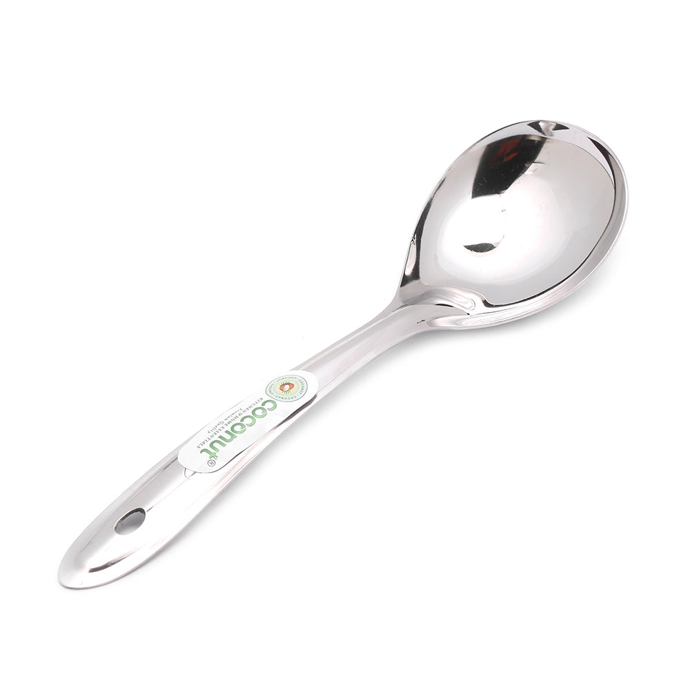 Coconut Stainless Steel Oval laddle - Cooking Spoon | Cooking & Serving Spoon | Chamcha | Ladle | Oval Ladle | Karchi | Serving Spoon for Rice, Pasta, Sabzi, Model - L8 Plus Oval