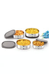 Coconut Stainless Steel Leak-Proof Lunch Box Set of 4 (Multi Sizes) | Airtight Food Storage Containers with BPA-Free Silicone Lid | Food Grade Steel Tiffin for Office, School & Travel | 350ml, 450ml, 550ml, 650ml.