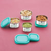 Coconut S108 Stainless Steel Chutney Container Set (Set of 4 – 50ml, 80ml, 120ml & 160ml) | Leakproof Square Mini Storage Boxes with Lid | Food Grade, Rust-Proof Snack & Masala Containers.