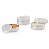 Coconut Stainless Steel Oval Lunch Box Set of 3 (Multi Sizes) with Inner Lid | Food Grade Steel Tiffin Boxes | Leak-Resistant, Rust-Proof Mirror Finish Storage Containers for Office, School & Travel | 200ml, 300ml, 400ml.