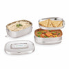 Coconut Stainless Steel Double Decker Lunch Box with Inner Plate | 2 Tier Leak-Resistant Tiffin Box | Food Grade, BPA-Free, Durable & Eco-Friendly Lunch Box for Office, School & Travel.