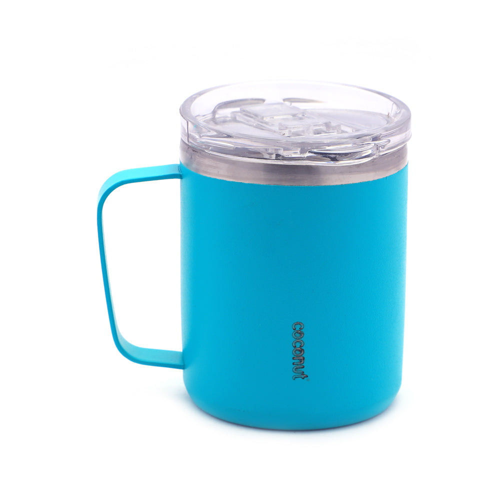 Coconut Stainless Steel Double Walled Colour Design Coffee Mug With Leak Proof Acrylic Lid - 1 Unit - 300ML