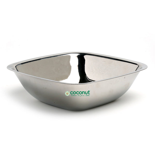 Coconut C57 Stainless-Steel Four-Square Bowl | Mirror Finish Square Serving Bowl | Food Grade, Rust-Proof, Dishwasher Safe | Multipurpose Kitchen Dish for Serving, Mixing & Storage.