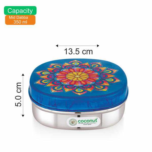 Coconut S104 JK Stainless Steel Lunch Box | Sleek Square Tiffin Box with Designer Lid | Food Grade Steel, Leak-Resistant, Rust-Proof & Durable | Ideal for Kids School, Office & Travel.