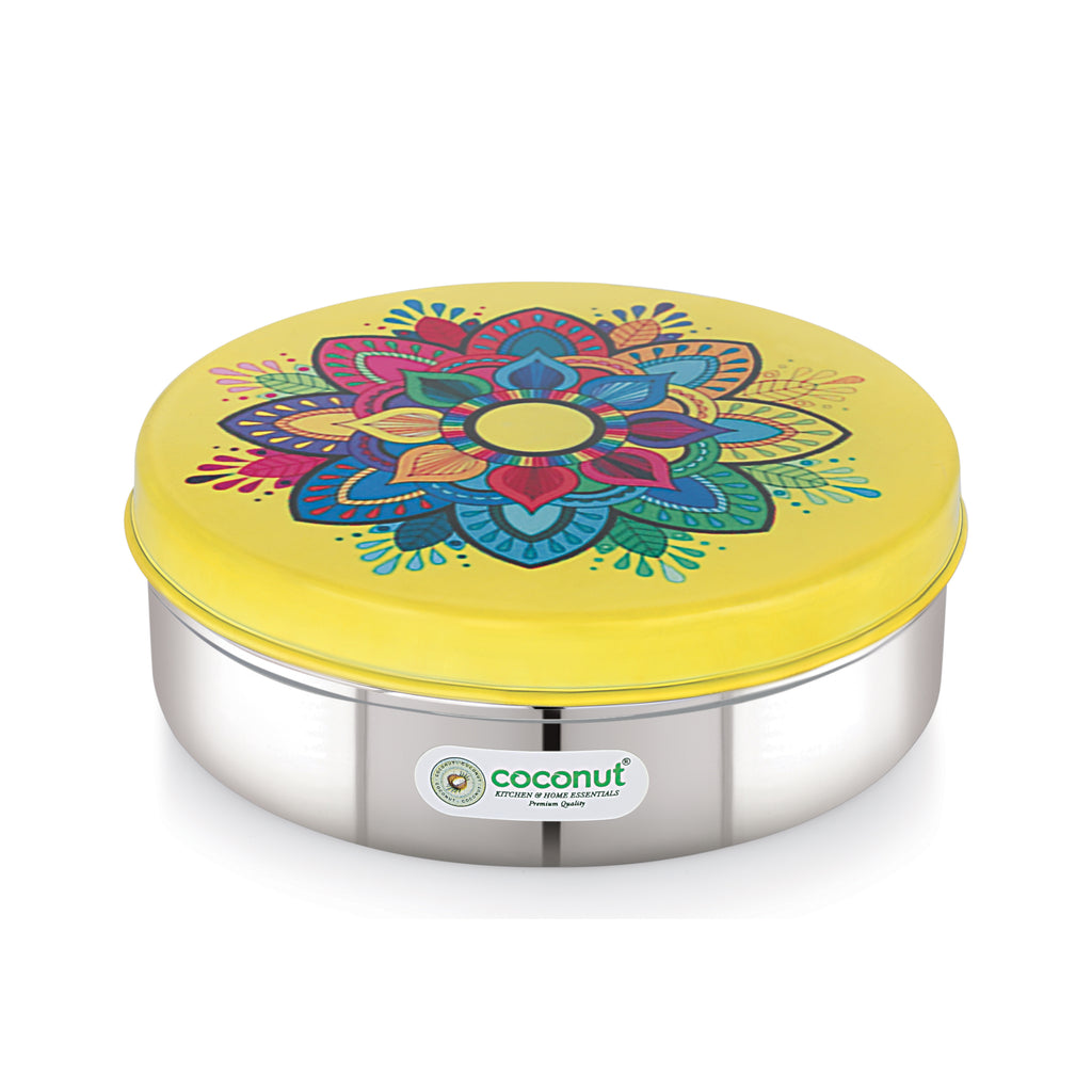 Coconut S112 JK Stainless Steel Chapati Box with Designer Lid | Food G ...
