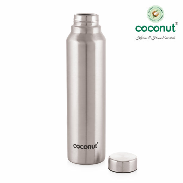 Coconut WB18 Floww Plain Stainless-Steel Water Bottle | Leakproof, Rust-Proof & BPA Free | Durable Food Grade Steel Bottle for Office, School, Gym & Travel.