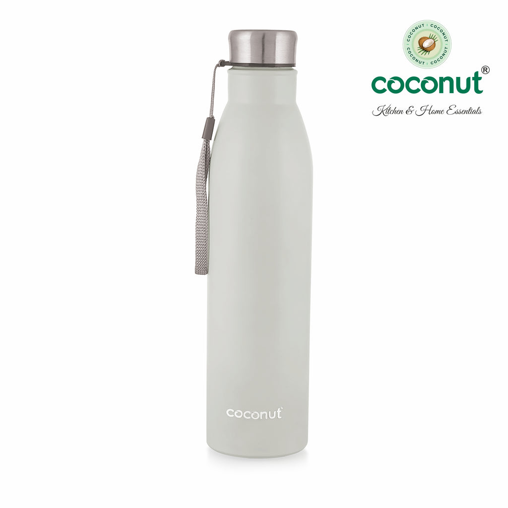 Coconut WB20 Rhine Stainless Steel Water Bottle (Grey/Black) | Leakproof, BPA-Free, Rust-Proof Metal Bottle with Strap | Durable & Stylish for Office, Gym & Travel.