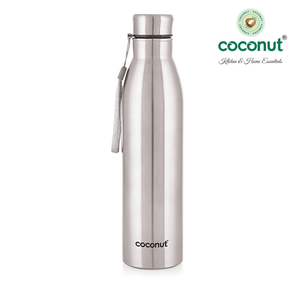 Coconut WB20 Rhine Stainless Steel Water Bottle (Grey/Black) | Leakproof, BPA-Free, Rust-Proof Metal Bottle with Strap | Durable & Stylish for Office, Gym & Travel.