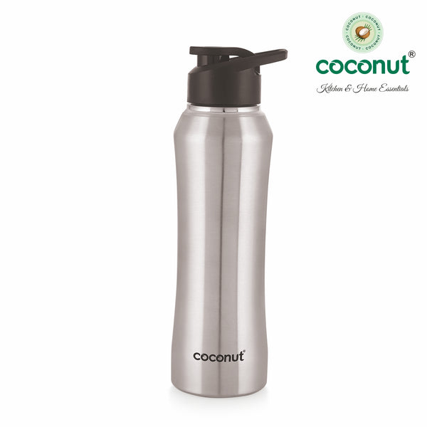 Coconut WB22 Elbe 750ml Stainless Steel Water Bottle (Steel/Red/Black/Yellow) | Flip Top Leakproof Lid | BPA-Free, Rust-Proof, Durable Bottle for Gym, Office & Travel.