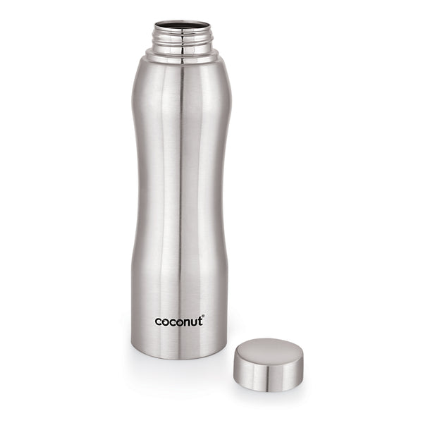 Coconut WB25 Zambi Stainless Steel Water Bottle | Leakproof Screw Cap | BPA-Free, Rust-Proof, Durable Metal Bottle | Sleek Curved Design for Office, Gym & Travel.