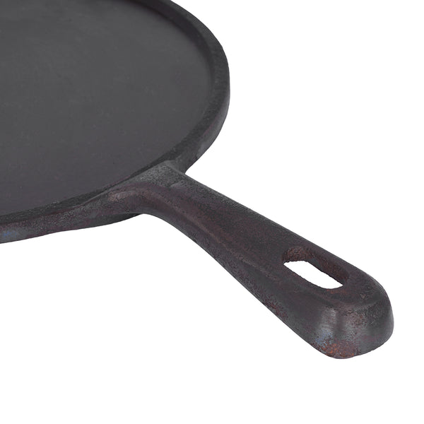 Coconut cast iron dosa tawa - pre seasoned with 100% vegetable oil with natural oven heated golden finidh, food grade , Single handle , smooth surface ready to use, 26cm