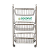 Coconut Stainless Steel - 3 Layer Fruit & Vegetable Kitchen Trolley with Wheels | Fruit & Vegetable Basket | Stand for Kitchen | Trolley | Must Have Product in Kitchen | Mirror Finish | Heavy Gauge | Model - Y30 Basic Trolley (without Fitting)