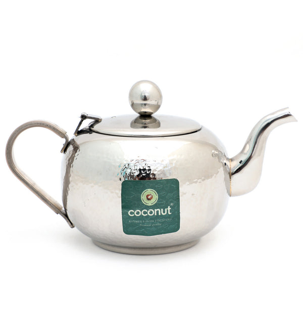 Coconut Stainless Steel Hammered Tea Pot | Premium Food-Grade, Heavy-Gauge Steel Kettle | Elegant Mirror Finish | Rust-Proof, BPA-Free & Dishwasher Safe | Ideal for Serving Tea, Coffee & Hot Water | Perfect for Gifting |