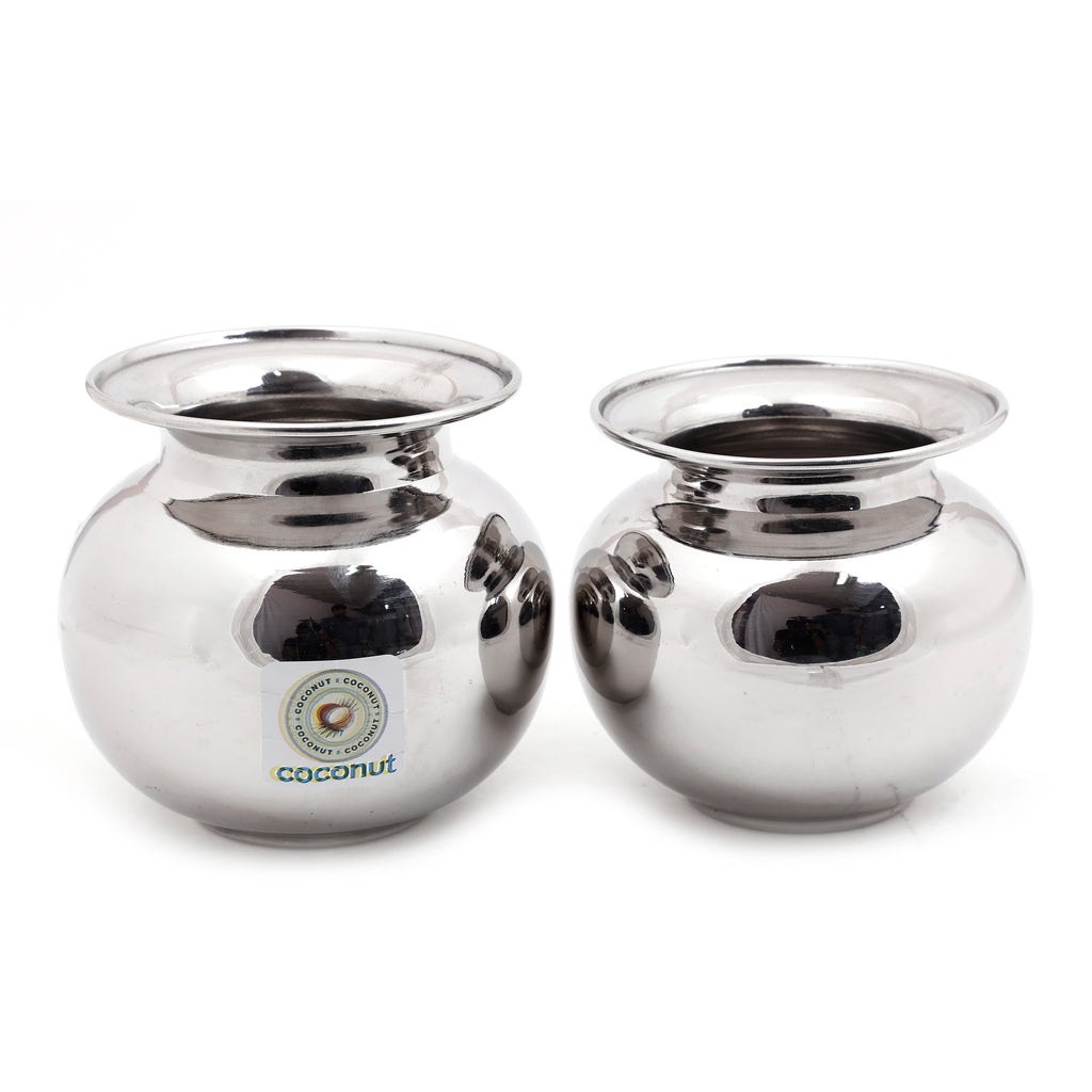 Coconut Stainless Steel Gangotri Lota - unit 1, Kalash / Chambu / Traditional Pot, Heavy Gauge, Traditional kalash for Pooja, Lota for drinking Juice, Lassi, Water, Mirror Finish, Model - Gangotri