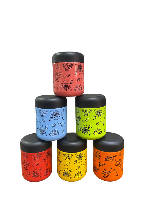 Coconut Stainless Steel Multi Color Small Canisters/Jars/Storage Containers set of 6Pcs, 200 Ml capacity