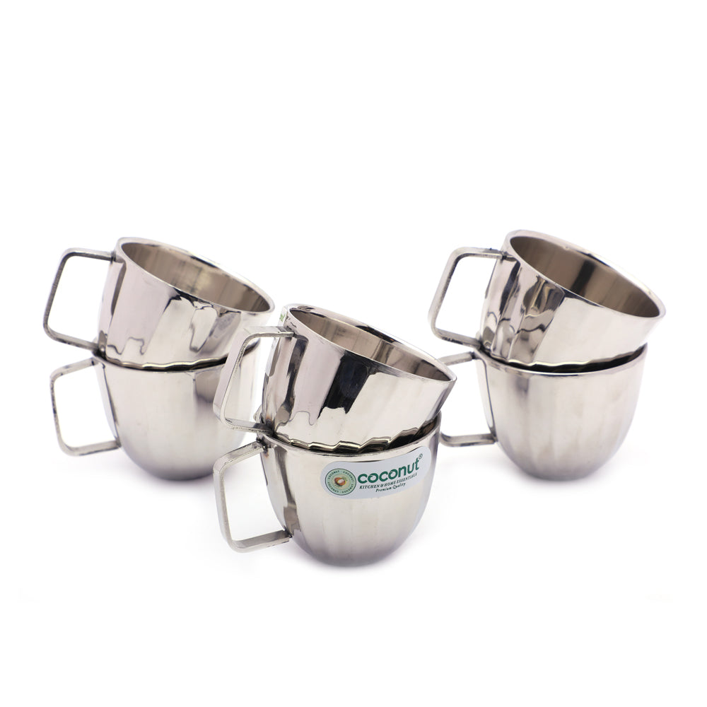 Coconut Citrus Stainless Steel Unique Design Tea/Coffee Mug - Set of 6 - 50ML Each