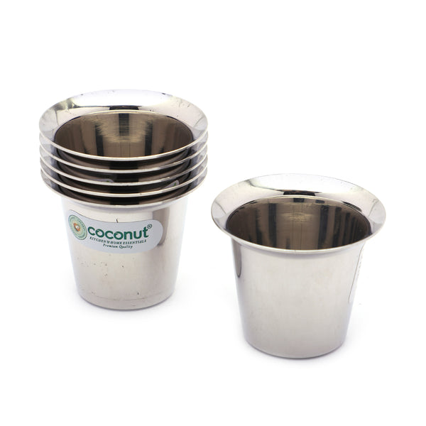 Coconut Ezy Stainless Steel Double Walled Coffee/Tea Glass - 6pc - 100ML Each