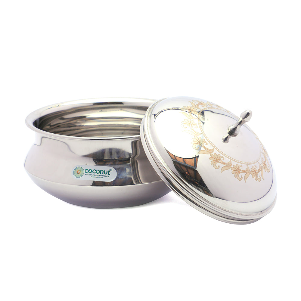 Cooking Handi Ss Coconut Stainless Steel Rice Handi with Laser design SS Lid For Cook n ...