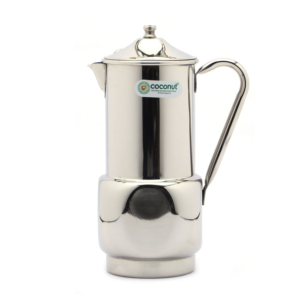 Coconut Stainless Steel Basil Jug 1 Liter | Fridge Water Jug with Lid & Handle | Stainless Steel Water Pitcher for Water, Juice, Lemonade & Beverages | Food Grade, BPA Free, Rust Proof | Home, Hotel & Party Use | Model J22 Basil.