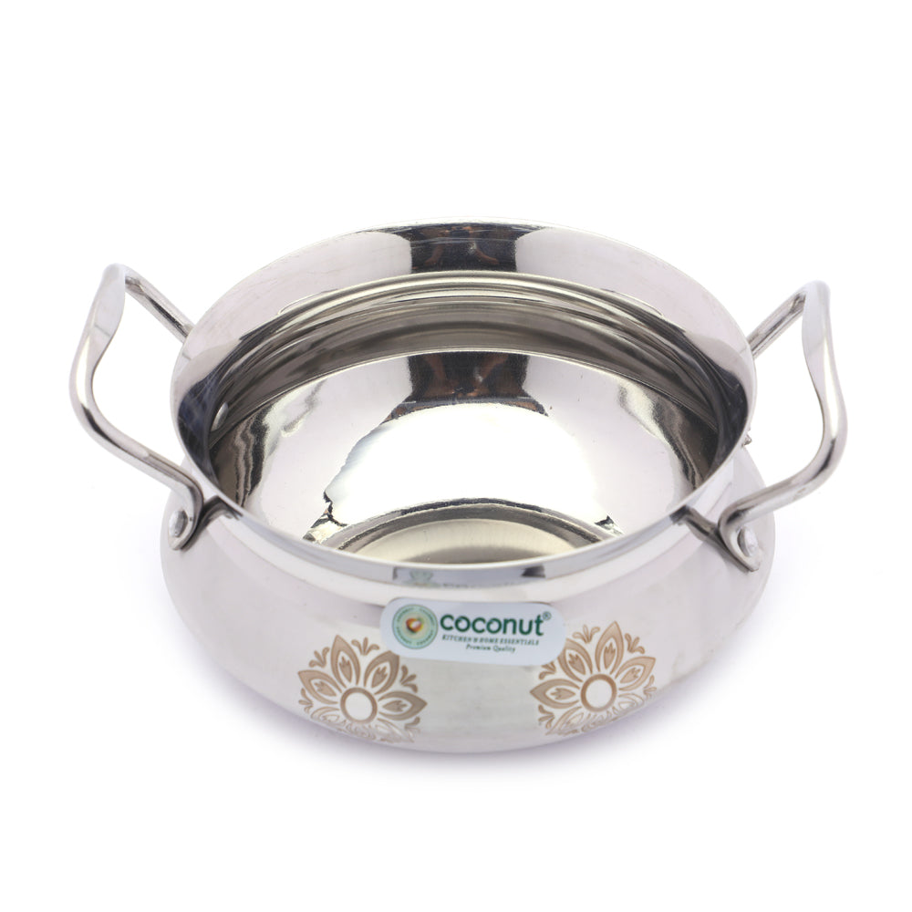 Coconut Stainless Steel Jalpaan Handi For Cook n Serve - Small - 1 Unit - 1000ML