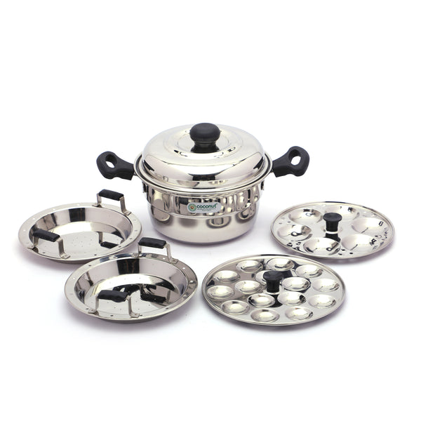 Coconut Stainless Steel Nano Magic Idly Pot With 2 Idly Plate and 1 Steamer with SS Lid - 1 Unit