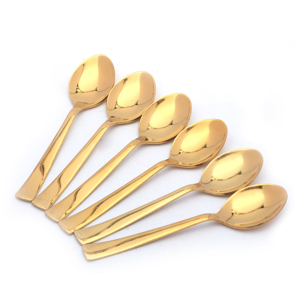 Coconut Stainless Steel Tasman Spoon Set of 6 | PVD Gold Coating Cutlery | Premium Finish, Food-Grade & Rust-Resistant | Ideal for Dining, Serving & Gifting