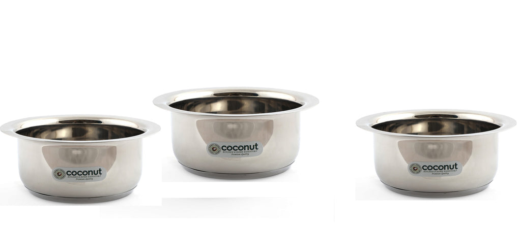 Coconut Stainless Steel Capsulated Top/Milk Pot- Pack of 3 -7x9(Food Grade)