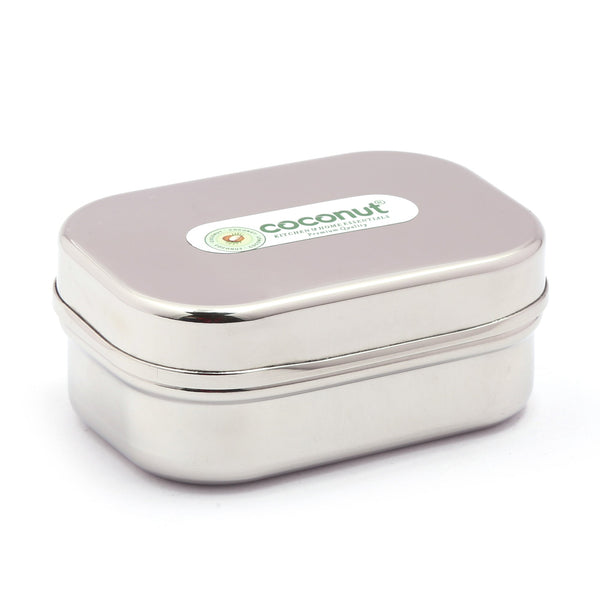 Coconut Stainless Steel Perk Dabbi - Rectangle Dabbi, Mirror Finish, Strong, Sturdy, Dibba / Container / Canister / Storage Dabba for Fridge, Storage Kitchen Organizer, Model - S24 Perk Dabbi