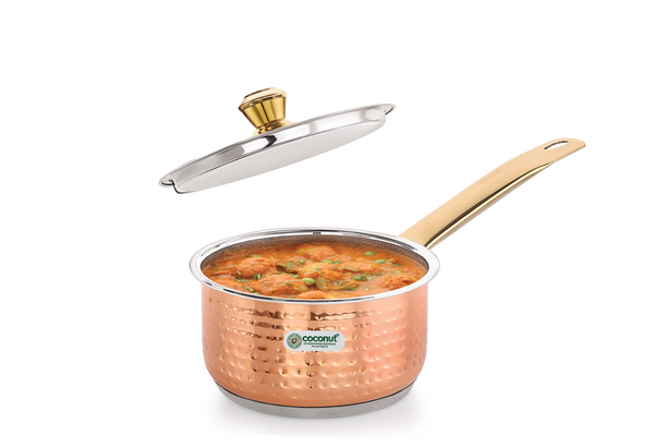 Coconut Stainless Steel Hammered Stockpot & Saucepan Combo with Copper Finish & Capsulated Bottom + Matt Finish Coffee Mug | Heavy Gauge Food-Grade Cookware Set | Multipurpose Kitchenware for Home & Gifting - Combo 2026