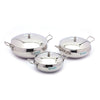 Coconut Stainless Steel Hammered Handi with SS Lid For Cook n Serve - Set of 3 - 1000ML, 700ML, 500ML
