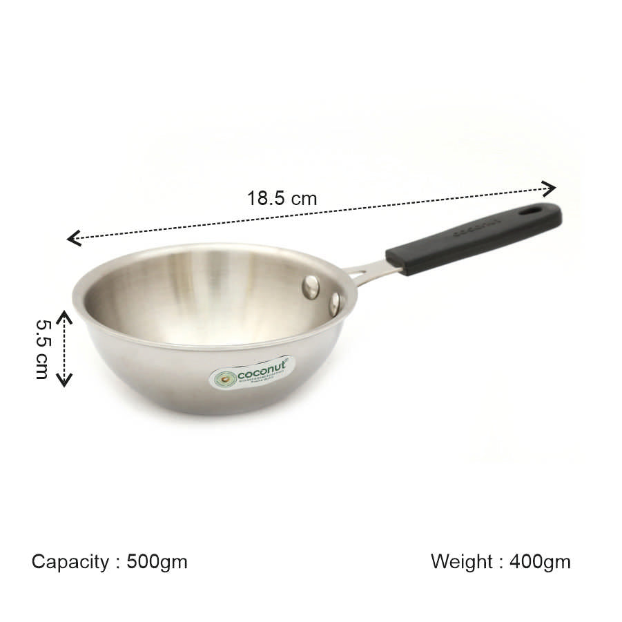 Mini Deep Wok Coconut Stainless Steel Nano Wok Deep Frypan 500 ml with Handle | Mini ...