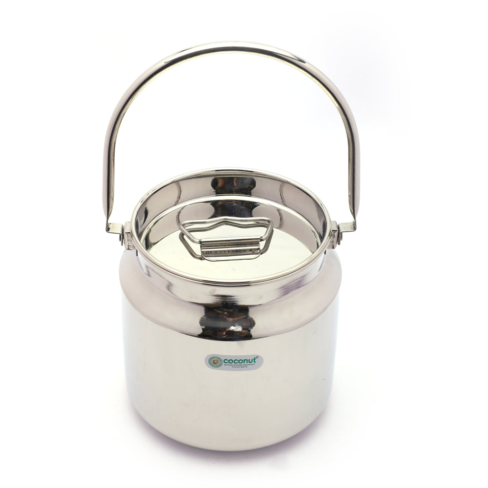 Coconut Stainless Steel Nano Bharani/Milk Pot/Oil Pot With Lid - 1 Unit