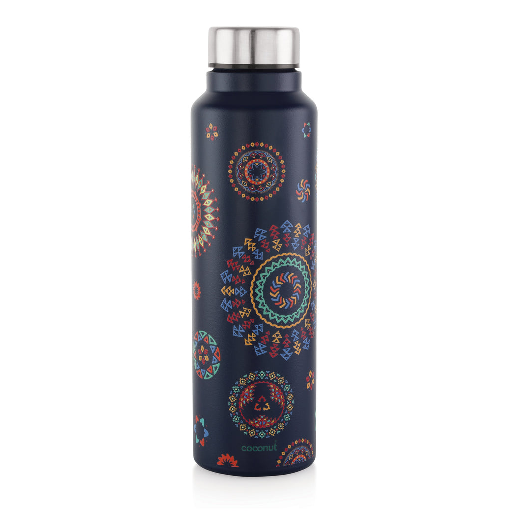 Coconut Crayon Stainless Steel With Colour Design Coating Water Bottle - 1 Unit - 1000ML