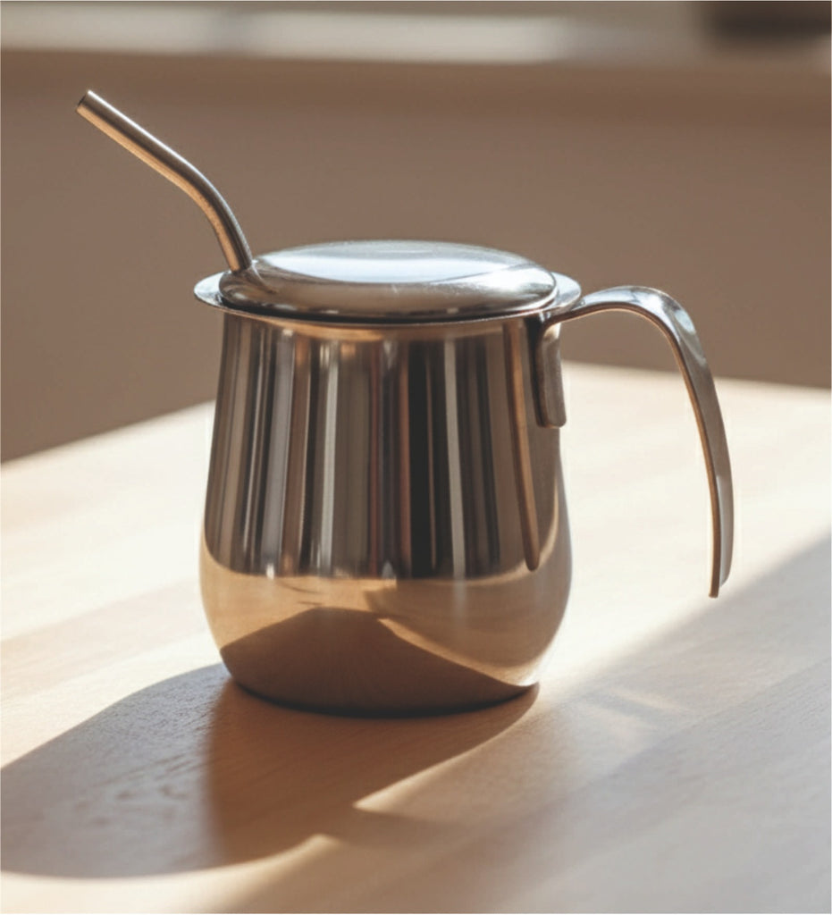 Coconut Stainless Steel Water Sipper with Straw Spout | Heavy-Gauge, Rust-Proof & Durable | Mirror Finish | BPA-Free, Eco-Friendly & Dishwasher Safe | Ideal for Kids & Adults | Multipurpose for Water, Juices, Lemon Water, Buttermilk, or any Cold Beverage.