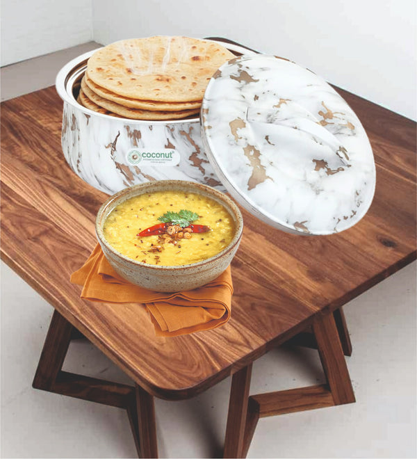 Coconut Stainless Steel - Marble-Look Double Wall thermo Insulated Casserole | Keeps Food Hot & Fresh for Long Hours | Must Have Kitchen Essentials