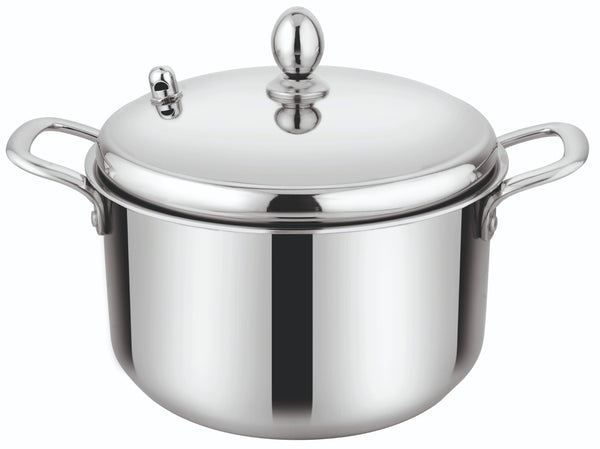 Coconut Stainless Steel Idli Cooker with 5 Plates | Heavy-Gauge Food-Grade Steel | Traditional South Indian Idli Maker | Induction & Gas Compatible | Mirror Finish |