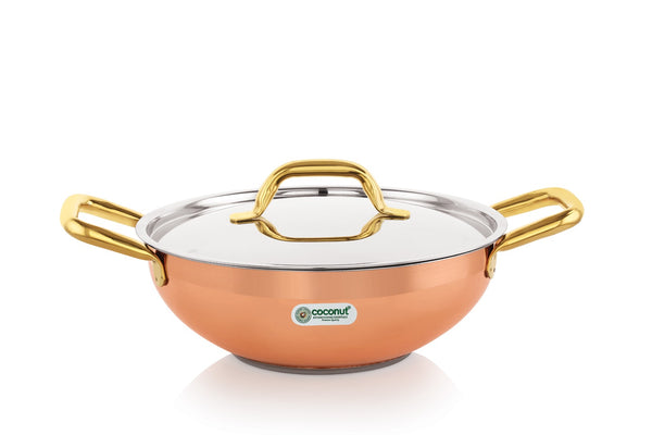 Coconut Stainless Steel Idli Cooker (4 Plates) with Silicone Handle & Knob + Heavy-Gauge Capsulated Bottom Kadai (Copper Coated Exterior) + Coffee Mug | 3-Piece Cookware Combo - 2026 Combo