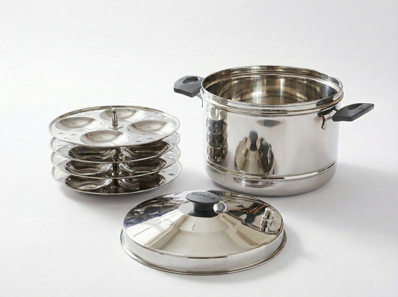 Coconut Stainless Steel Idli Cooker with 4 Idli Plates | Makes 16 Soft ...