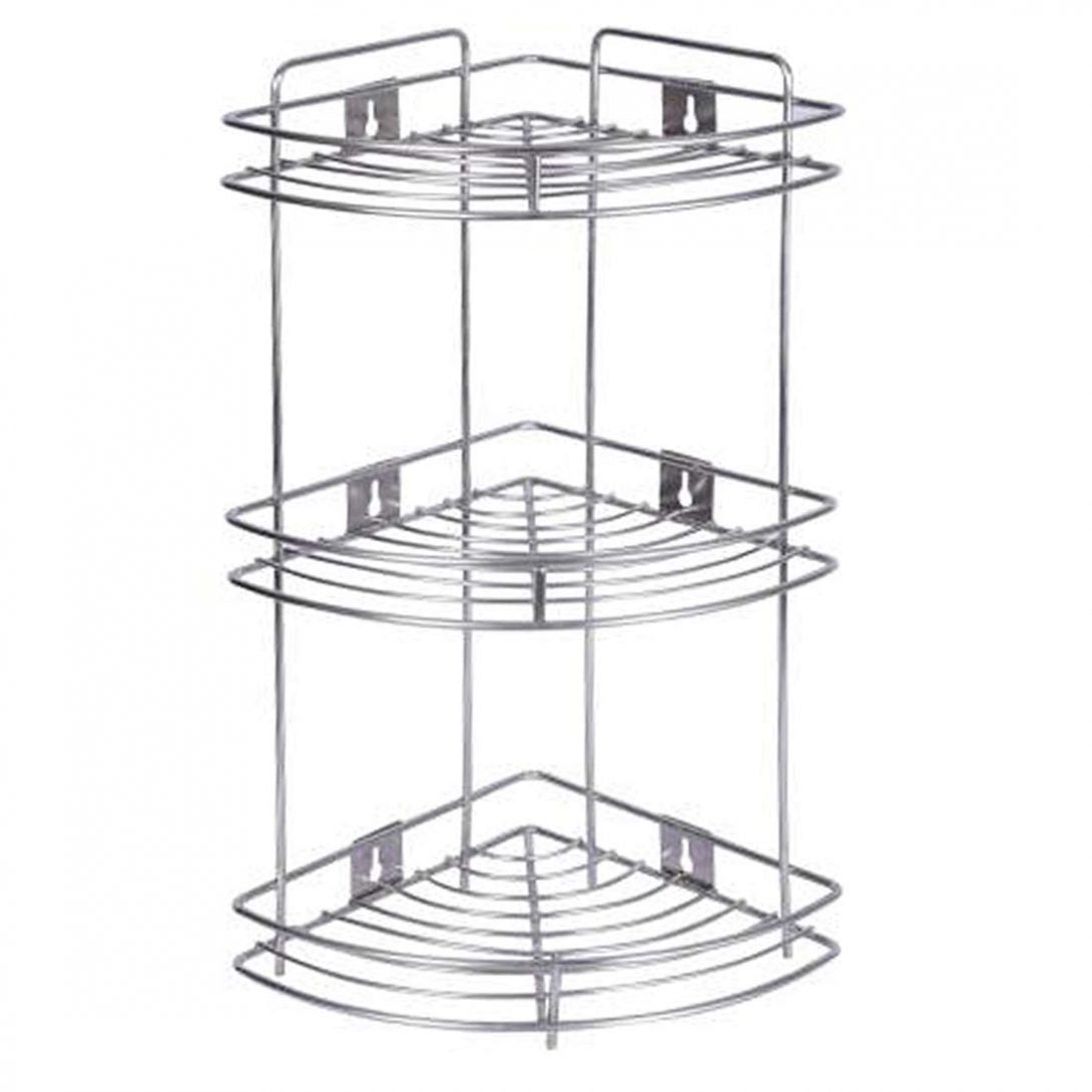 Standee Triangle Rack Coconut Stainless Steel - Triangle Corner Rack - 3tier | Shelf for Kit ...