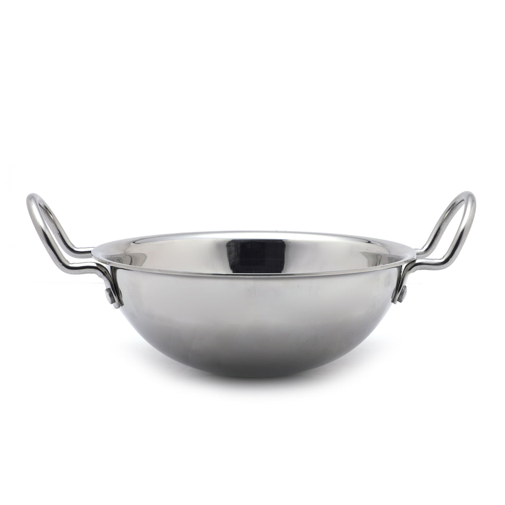 Coconut Stainless Steel Nano Kadai with Handles | Small Serving & Cooking Kadhai | Mirror Finish, Heavy Gauge & Rust Resistant | Ideal for Curries, Snacks & Table Serving.