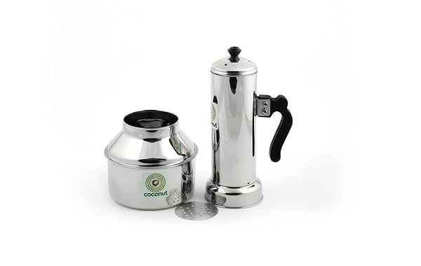 Coconut Stainless Steel - Triply Bottom Puttu Kodam with Bakelite Handle | Gas and Induction based | Heavy gauge| Mirror Finish | Puttu Maker | Puttu Steamer | Model - Triply bottom Puttu Kodam