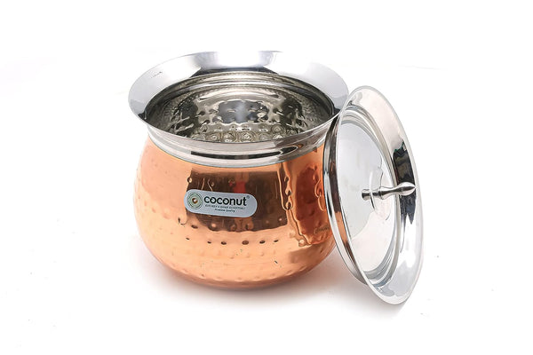 Coconut Stainless Steel - Cookware/ Regent Copper Hammered Handi With Lid-1 Unit