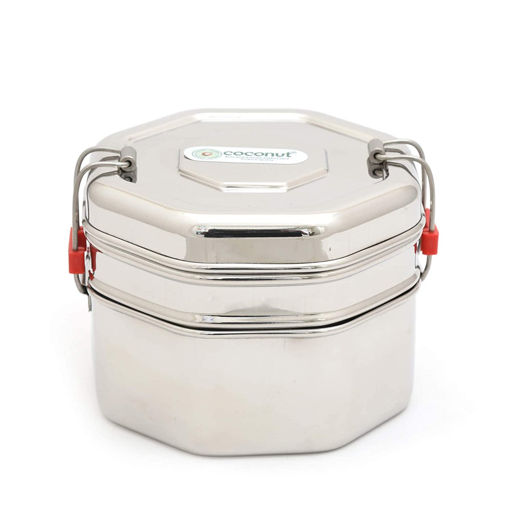 coconut Stainless Steel Food Carrier S21 Expo Double Lunch Box/Tiffen Box Medium - 1 Unit