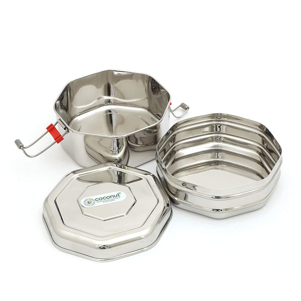 Coconut Stainless Steel Expo Double Lunch Box - Tiffin Box / Dibba / Carrier, Food Grade, Heavy Gauge, Model - S21 Expo