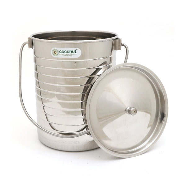 Coconut Stainless Steel Milk Pot - Oil / Ghee / Milk Container, Heavy Gauge, Mirror Finish, Model - U5 One Touch