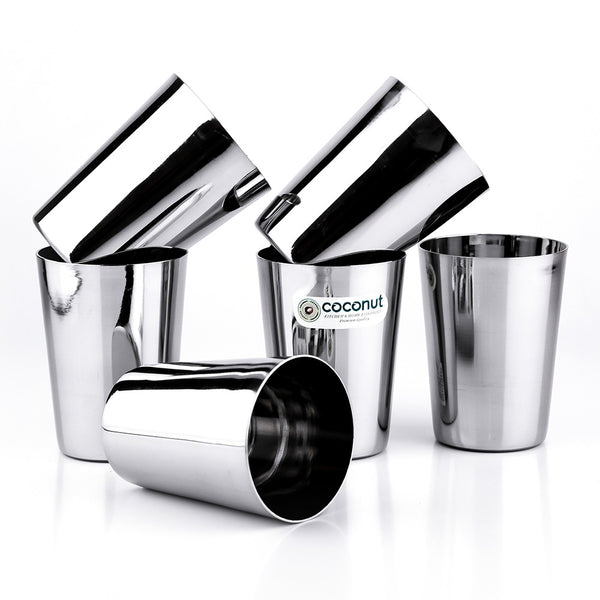 Coconut B6 Small Amitabh Stainless Steel Glass, 200 ml, Mirror Finish Drinking Tumbler, Food Grade Steel Water Glass for Juice, Milk, Tea, Coffee & Daily Use, Rust Proof.